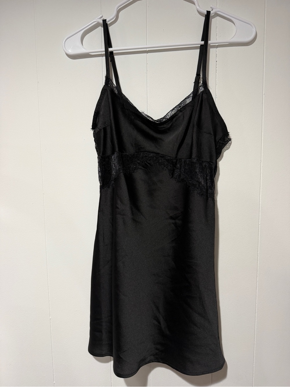 Black Lace Trim Satin Slip Dress - Women Intimates & Sleepwear